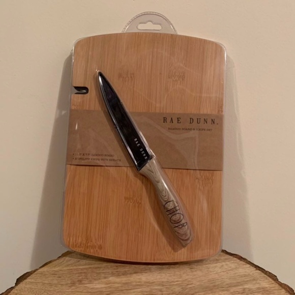 Rae Dunn bamboo cutting board and Knife cheese - Picture 1 of 4